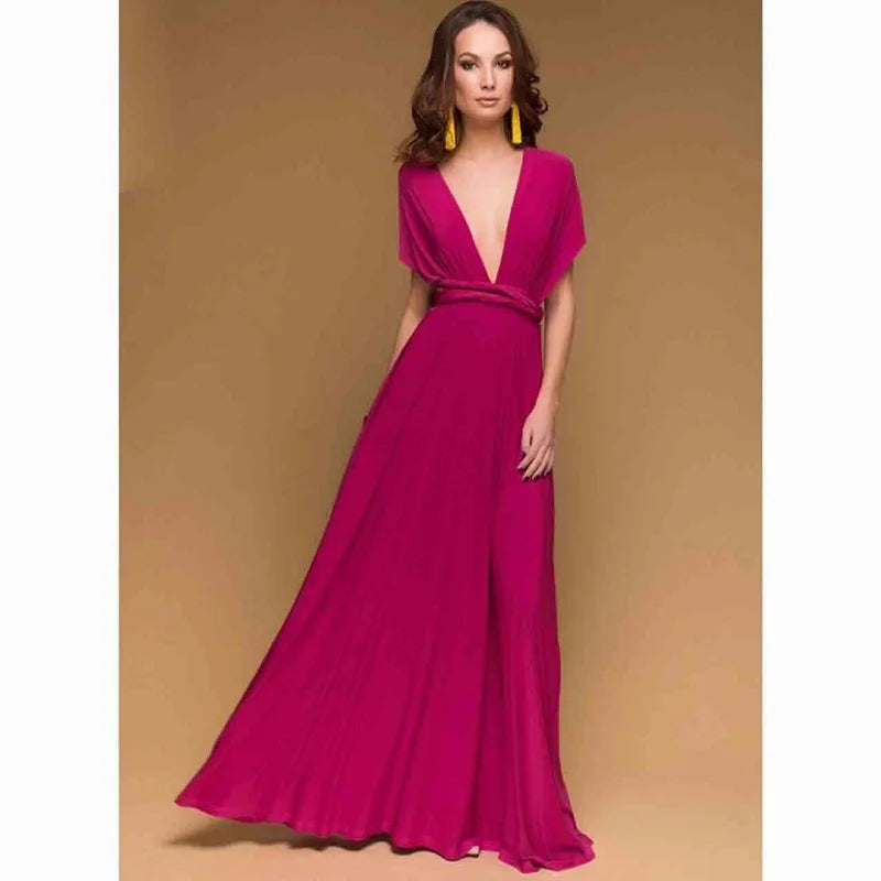 Sexy mujer Multiway Wrap Convertible Boho Maxi Club vestido rojo vendaje vestido largo fiesta damas de honor Infinity Robe Longue Femme