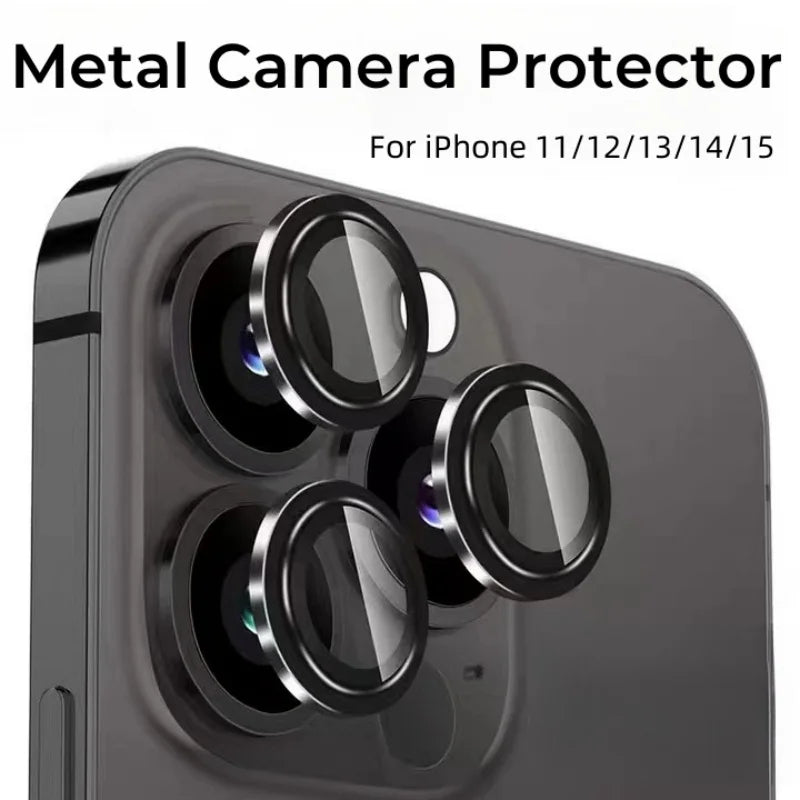 1 Juego de Protector de cámara de Metal para iPhone 15 16 Pro Max 14 Plus 13, anillo de aleación de cristal para lente para iphone 15pro, tapa de lente trasera