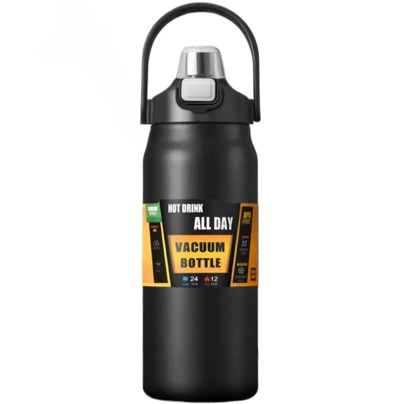 Termo de acero inoxidable 800/1000/1200/1500ML 304 con pajita, taza térmica, frascos de vacío deportivos, botella de agua fría y caliente