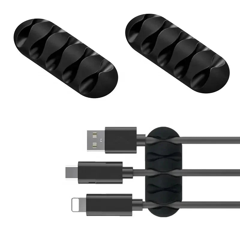 VIKEFON-organizador de cables de silicona, Clips de gestión de bobinadora USB, autoadhesivo para ratón, teclado, auriculares para iPhone