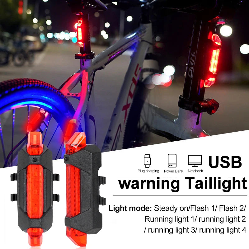 Luz trasera para bicicleta recargable por USB, fácil de instalar, 3 modos, accesorios de luz para bicicleta