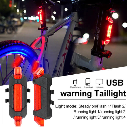 Luz trasera para bicicleta recargable por USB, fácil de instalar, 3 modos, accesorios de luz para bicicleta