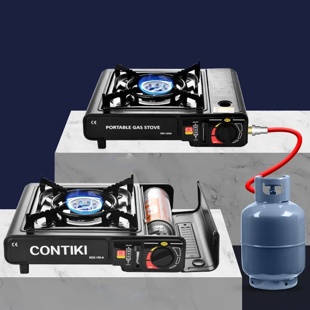 Estufa de butano con quemador portátil, estufa de Gas para acampar, estufa de tanque de Gas para exteriores con funda de transporte, estufa de mochilero para senderismo y cocina