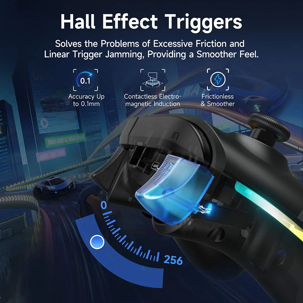 Gamepad inalámbrico para PC, controlador de joystick Bluetooth para PC Windows, Nintendo Switch, Android/iOS, RGB, efecto Hall