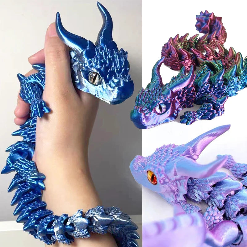 Dragón mágico impreso en 3D, juguete de articulación móvil, adorno de escritorio de oficina articulado giratorio, juguete para niños y adultos, manualidades, regalo