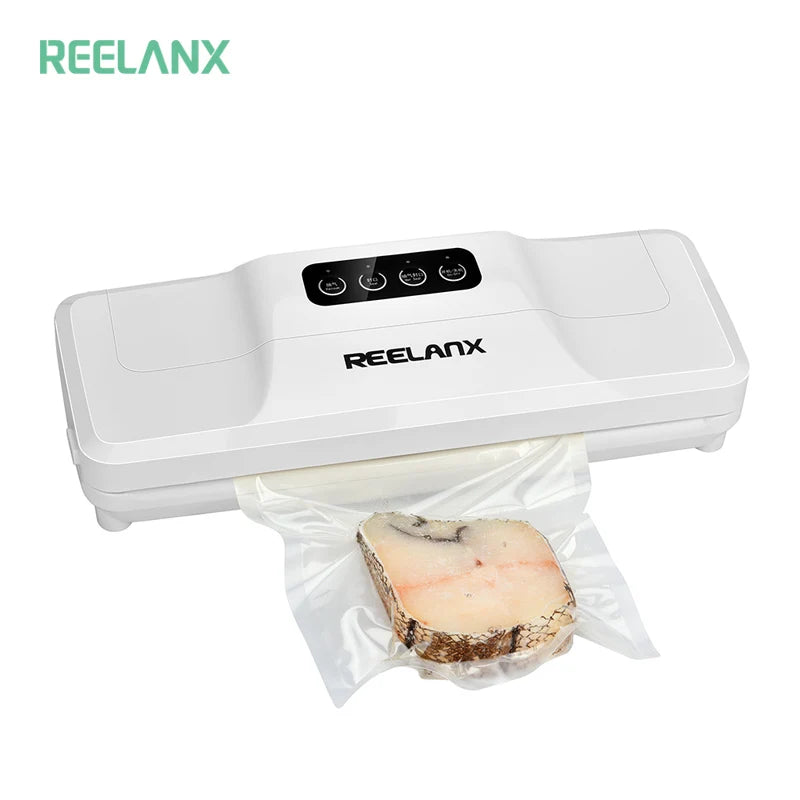 REELANX-sellador al vacío V1 para alimentos, máquina automática de envasado al vacío de 140W, con 15 bolsas de piezas