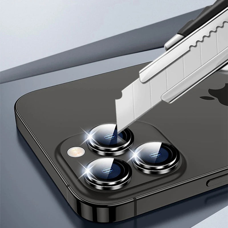 1 Juego de Protector de cámara de Metal para iPhone 15 16 Pro Max 14 Plus 13, anillo de aleación de cristal para lente para iphone 15pro, tapa de lente trasera
