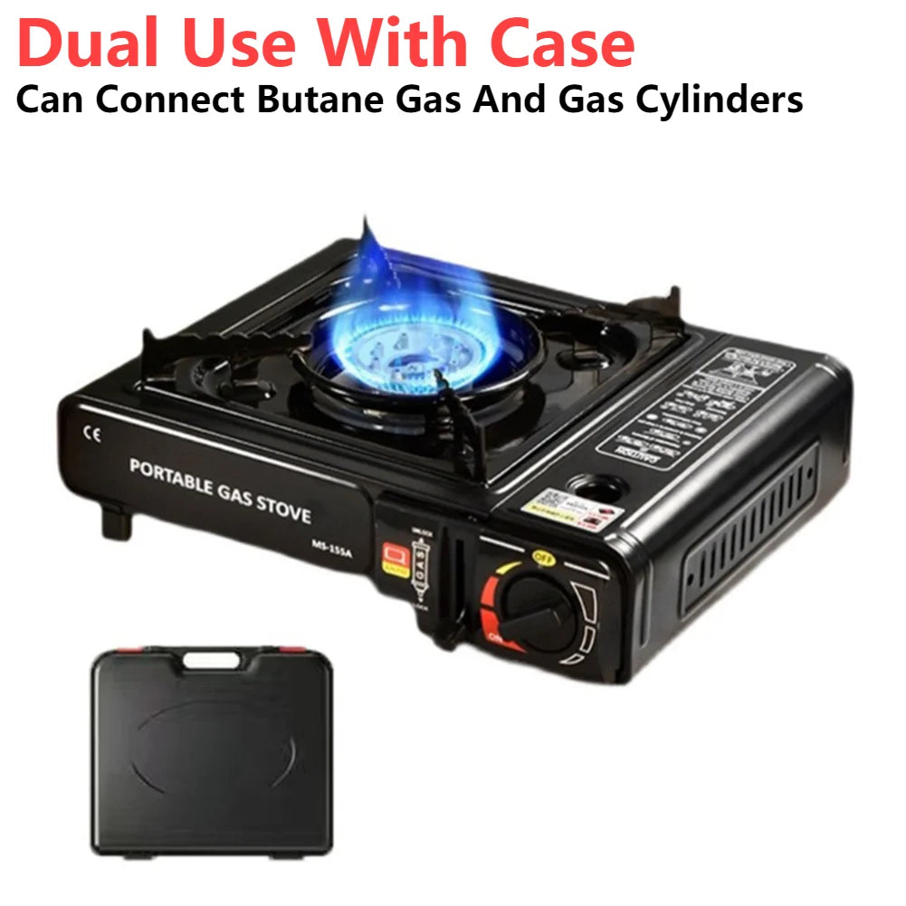 Estufa de butano con quemador portátil, estufa de Gas para acampar, estufa de tanque de Gas para exteriores con funda de transporte, estufa de mochilero para senderismo y cocina