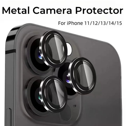 1 Juego de Protector de cámara de Metal para iPhone 15 16 Pro Max 14 Plus 13, anillo de aleación de cristal para lente para iphone 15pro, tapa de lente trasera