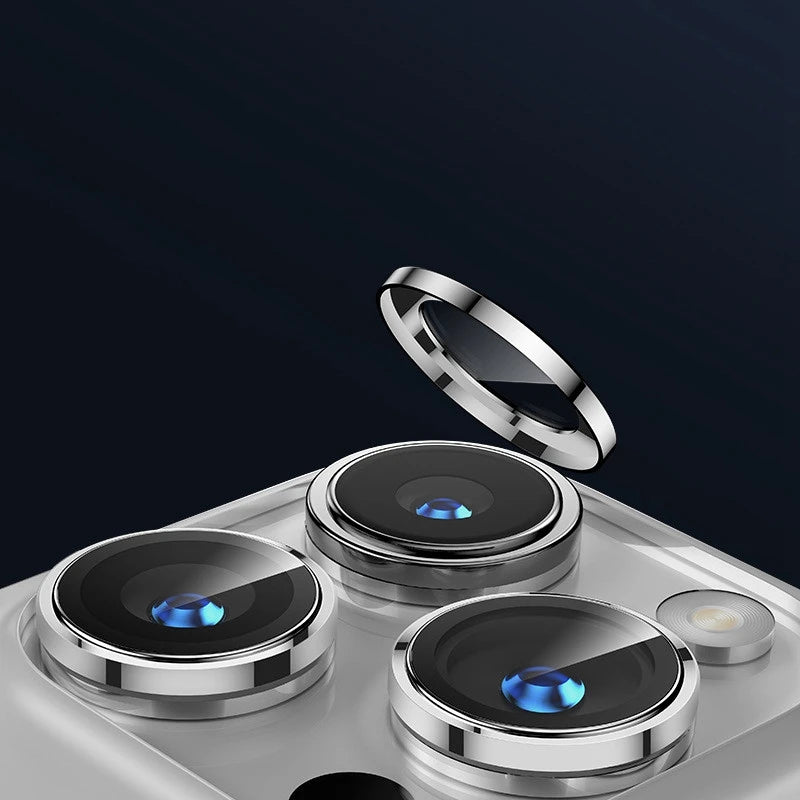 1 Juego de Protector de cámara de Metal para iPhone 15 16 Pro Max 14 Plus 13, anillo de aleación de cristal para lente para iphone 15pro, tapa de lente trasera