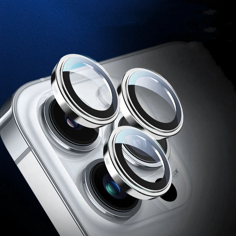 1 Juego de Protector de cámara de Metal para iPhone 15 16 Pro Max 14 Plus 13, anillo de aleación de cristal para lente para iphone 15pro, tapa de lente trasera