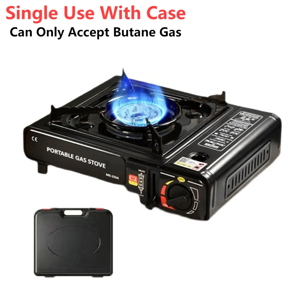 Estufa de butano con quemador portátil, estufa de Gas para acampar, estufa de tanque de Gas para exteriores con funda de transporte, estufa de mochilero para senderismo y cocina
