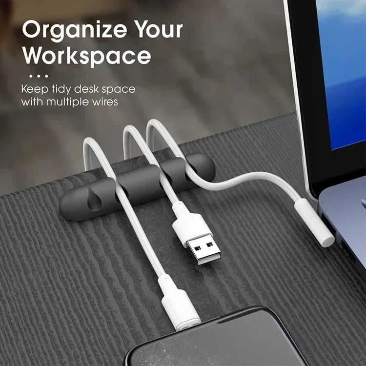 VIKEFON-organizador de cables de silicona, Clips de gestión de bobinadora USB, autoadhesivo para ratón, teclado, auriculares para iPhone